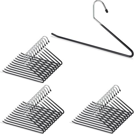 36 x Clothes Hanger, Non-slip, Garment Hangers, For Trousers, PVC-coated Metal, Multipack, 18 cm, Black