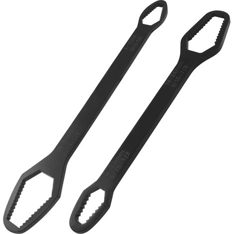 Ensemble de 2 clés multifonctions universelles, clé à double extrémité pour écrous de 8 à 24 mm, outils à main noirs (1/4)