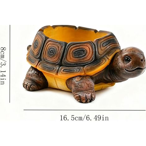 (C) Pot de fleurs en résine, motif tortue amusante, pot pour plantes grasses, décoration pour la maison ou le bureau, objet d'art et d'artisanat, cadeau (1/4)