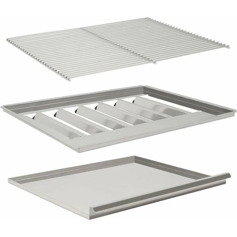 Grille de barbecue 60 x 48 cm – Plaque à flamme – Bac à graisse en acier chromé – Pour rôtissoire gastro 64 x 52 cm