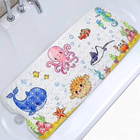 Rutschfeste Badematte 100 x 40 cm, rutschfeste Badematte mit 200 Saugnäpfen, aus PVC (1/3)