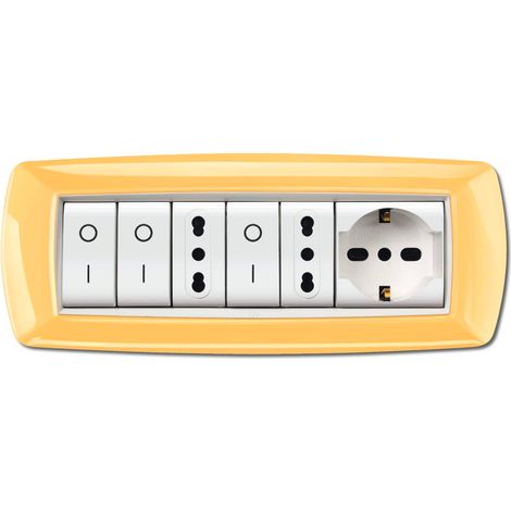 Placca 7 moduli giallo - pastello