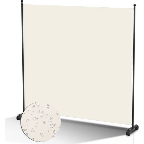 Randaco Paravent mit Rollen Faltbarer Raumteiler Outdoor Trennwand Garten Sichtschutz Raumtrenner 1 teilig Beige 187x181 cm