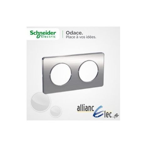 Schalterplatte Schneider Electric odace touch 2-fach Aluminium gebürstet