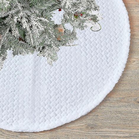 Falda para árbol de Navidad de 48 pulgadas, color blanco nieve, suave, clásica, de piel sintética. (1/5)