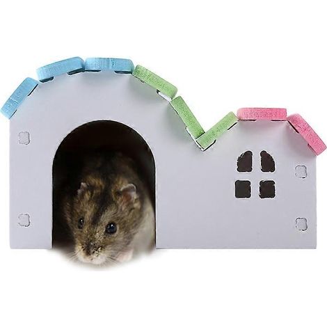 Cage pour animaux de compagnie, maison pratique pour hamsters, petite maison colorée non toxique, adorable maison pour animaux de compagnie, nichoir en forme de cottage (1/2)