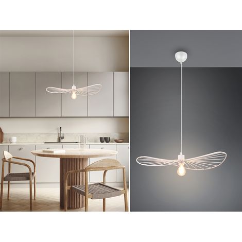 Ausgefallene LED Pendelleuchte, Lampenschirm Weißer Draht, Ø 60cm (1/5)