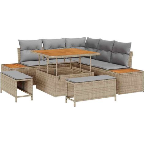 Maison Exclusive - Set Divano da Giardino con cuscino 8 pcs Beige Poly Rattan