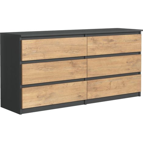Cassettiera : 6 cassetti, Antracite / Rovere Lancelot, 138 x 39 x 79 cm (1/5)