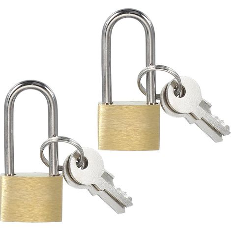 2 pièces Cadenas en laiton massif 1,6" Cadenas à anse longue à clé différente avec 2 clés, pour casier de gymnase Portail Clôture Extérieur Intérieur (1/5)