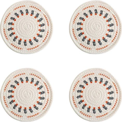 Lot de 4 sets de table décoratifs pour la cuisine, en fibres naturelles tissées, multifonctionnels et isolants thermiques, 12 cm. (1/5)