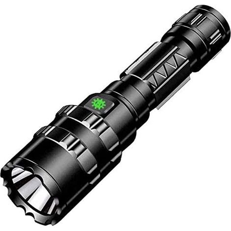 Lampe de poche tactique super brillante, rechargeable (Batterie 18650 incluse), zoomable, résistant à l'eau, 5 modes de lumière for le camping et la randonnée (1/5)