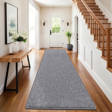 Hallway Rug Non-Slip 60 x 240 cm Washable Grey (1/5)