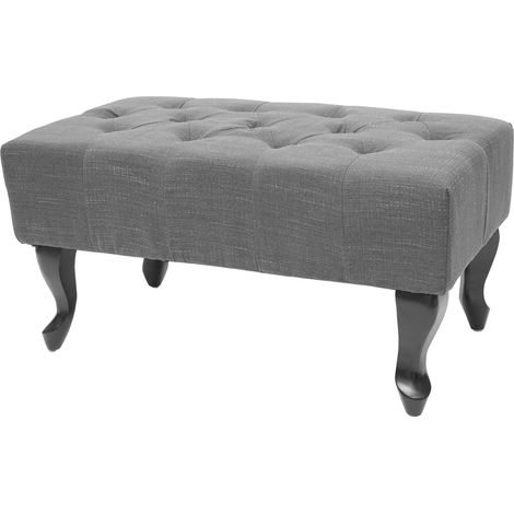 Ottomane Chesterfield Oxford, Sitzhocker Fußablage Hocker, wasserabweisend Stoff/Textil 39x77x47cm dunkelgrau