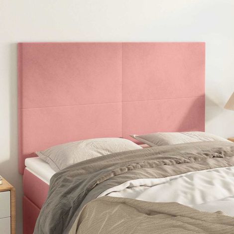 vidaXL Cabecero de cama rosa 144x5x118/128 cm Terciopelo (1/5)