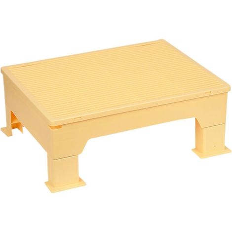 Rampe de litière avec filet anti-éjection, marches antidérapantes réglables, adaptée aux chats âgés et aux chatons, jaune RN. (1/5)