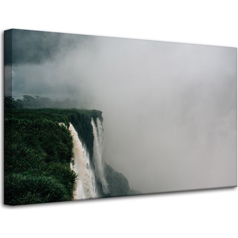 Leinwanddruck Natur – Berge und Wasserfall 80x50 cm