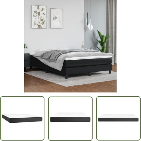The Living Store Matelas de lit à ressorts ensachés Noir 140x190x20cm Similicuir - Matelas - Matelas À Ressorts Ensachés - Matelas Similicuir - Literie - Chambre À Coucher (1/5)
