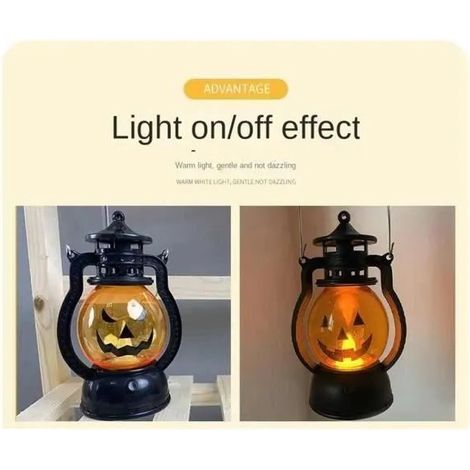 Lanterne - PZCC - Citrouille Suspendue - LED - Vintage - Décoration Halloween (1/4)