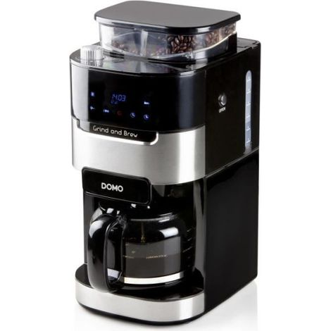 Machine a Cafe - Cafetiere Electrique filtre avec moulin intégré - DOMO - DO721K - 900 W - 1,5 L - 12 tasses - 200 g de grains - Ecran LCD - 3 intensités (1/3)