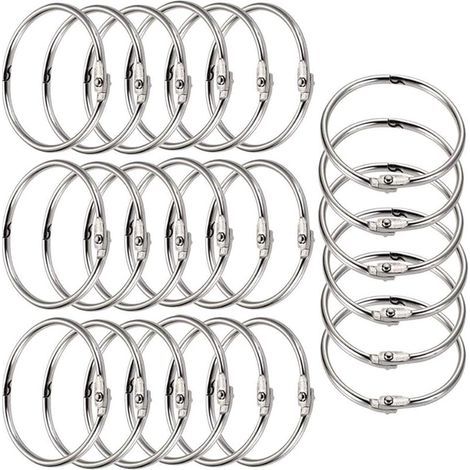 Anneaux de Livre,Anneau de Rideau,50 Pièces Métalliques Articulés de Reliure pour Cartes,Porte-clés Bricolage Classeur Rideaux Anneau (1/5)