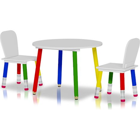Set Tavolo con 2 Sedie Gioco per Bambini Legno con Gambe Matita Disegno Scuola (1/5)