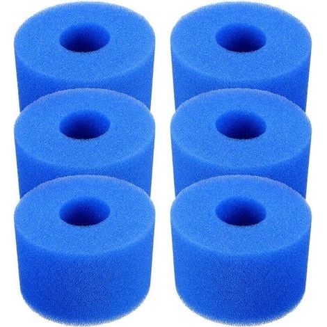 Lntyq Lot de 6 cartouches de filtre de piscine réutilisables et lavables en mousse pour jacuzzi type S1 (bleu) (1/5)