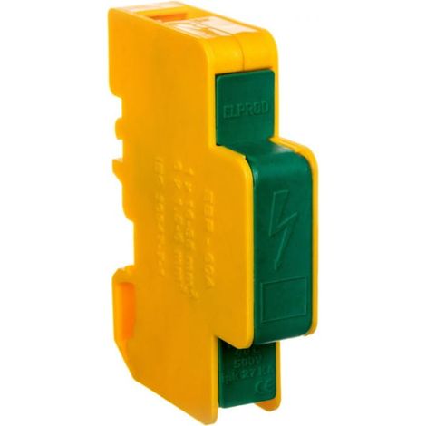 Bloque de distribución modular de 1 polo y 60 A. Entrada: 1 x 6-35 mm². Salida: 6 x 2,5-6 mm². Color amarillo verdoso. LBR60A 84326009