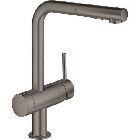 Grohe Minta - Miscelatore da lavello con doccetta estraibile, Hard Graphite spazzolata 31558AL0 (1/3)