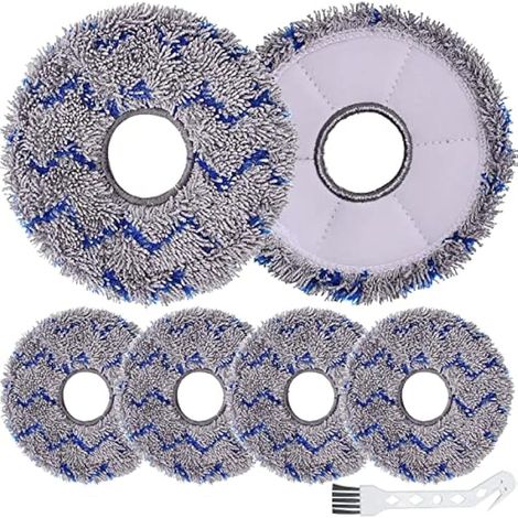 Lot de 6 Chiffon de Nettoyage de Rechange pour Ecovacs Deebot X1 Omni / X1 e Omni / T20 Omni / X1 Turbo Robot Aspirateur, Serpillières en Microfibre avec Brosse de Nettoyage