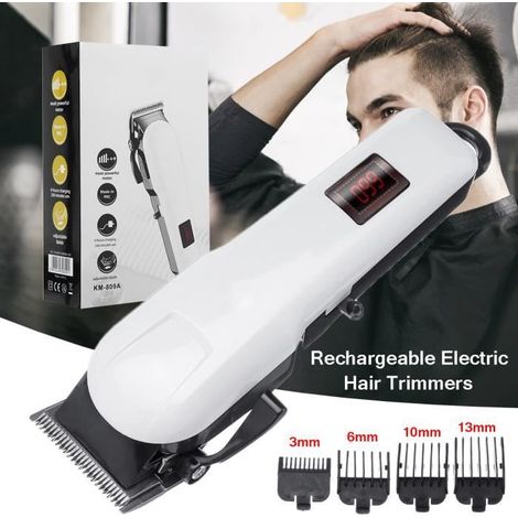 Kemei Tondeuse à Cheveux Sans fil Rechargeable - Rasoir Barbe LCD Electrique + 4 Peignes 220V (1/4)