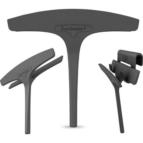 Double Raclette de Douche en Silicone pour Surfaces Rondes, Salle de Bain, Carrelage, Miroir et Fenêtre (1/5)