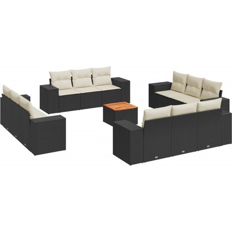 Maison Exclusive - Set de sofás de jardín y cojines 13 pzas ratán (1/5)