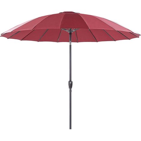Market Garden Parasol Dark Red Fabric Aluminium Pole ⌀ 255 cm Modern Octagonal Outdoor Umbrella Crank Mechanism Tilting UV Resistant BAIA