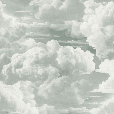 Nature wallpaper wall Profhome 399851 hot embossed non-woven wallpaper slightly textured with clouds matt grey white green grey 5,33 m2 (1/5)