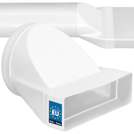 KOTARBAU® Connecteur de Conduit 204x60 mm - pour Tube Rond et Profilé Plat Raccord de Ventilation en Plastique - Connecteur pour Tuyau de Ventilation ⌀ 150 mm - Conduit de Ventilation - Blanc (1/5)