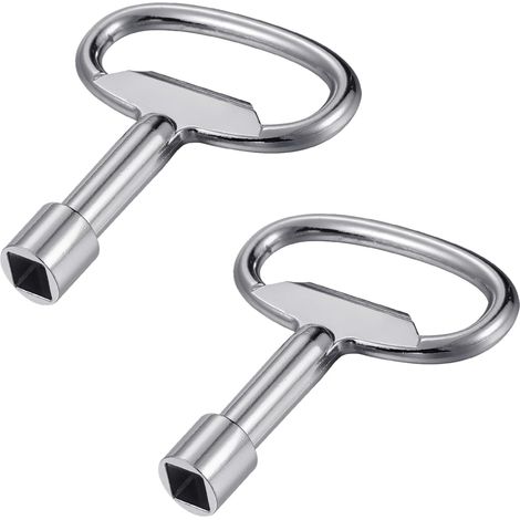 Lot de 2 clés carrées, clés à douille universelles, robinet à clé carrée, clé de purge, clés de purge de chauffage, pour compteur d'eau à gaz (argenté) (1/5)