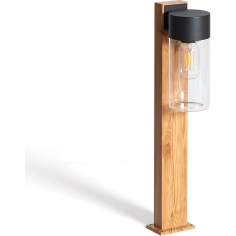 Ledkia – Balise d'extérieur sur pied 50 cm – Acier inoxydable et verre – Résistante aux intempéries – Éclairage décoratif moderne