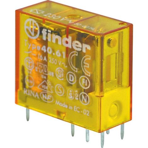 Relè di potenza, 230 Vac, SPDT, 16 A,  foro passante (THT), serie 40 - Finder 40.61.8.240.0000 (1/2)