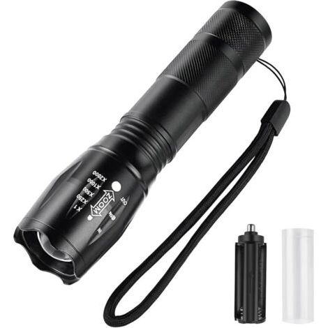 Lampe torche LED Ultra Puissante, Lampe de Poche mit Tactique Étanche, zoomable led flashlight,5 Modes, Flashlight à piles pour le Camping, Le Plein Air, Les Urgences, La Randonnée [Classe énergétique