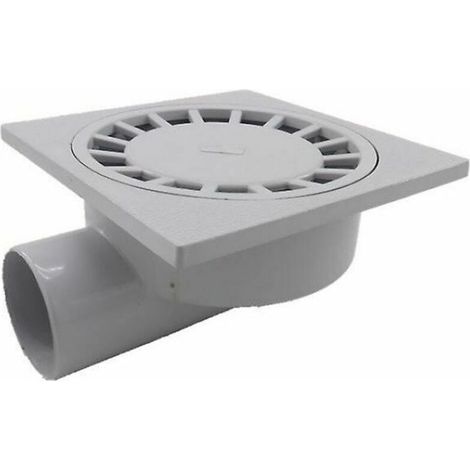 Bodenablauf für Badezimmer, Dusche, 200 mm x 200 mm, 75 mm Abflussdurchmesser, PVC-Kunststoff, 1 Stück – Weiß
