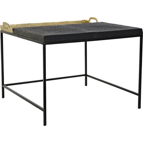Table Café Acier Aluminium 61X61X49 Plateau Doré (1/5)