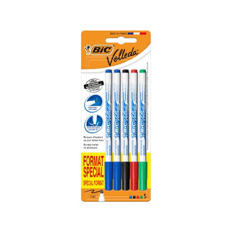 BIC Velleda 1721 Trockenlöschmarker - Set mit 5 Farben + 1 gratis