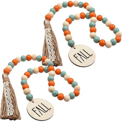 Guirlande de perles en bois avec pompon (lot de 4) (1/5)