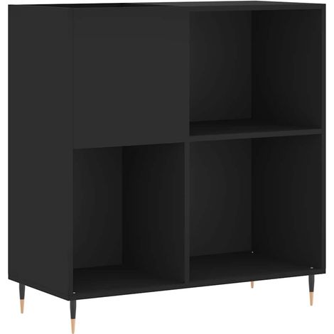 Armoire à disques noir 84,5x38x89 cm bois d'ingénierie