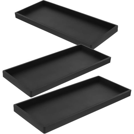 Plateau de Salle de Bain Design Gain de Place en Silicone Antidérapant 3 Pièces, Porte-Articles de Toilette Rectangulaire pour Salle de Bain et Maison D’hôtes'-'-