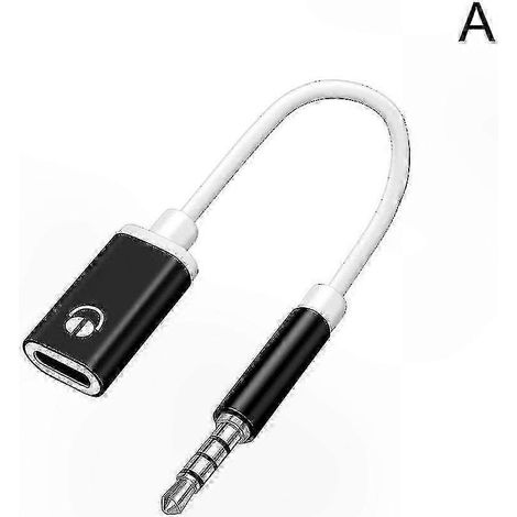 Adaptateur casque 3,5 mm mâle vers USB-C femelle, convertisseur audio plat vers rond (1/4)