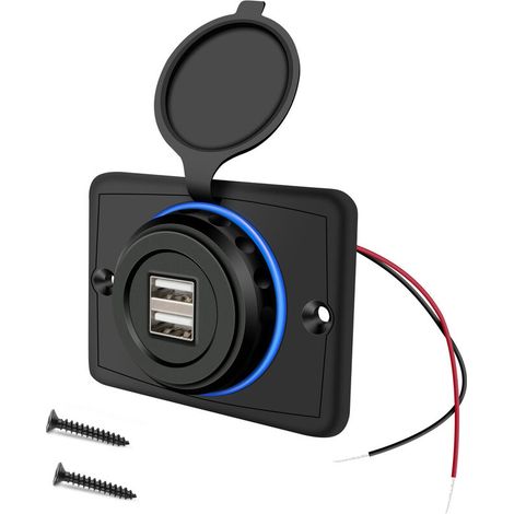Prise USB 12V Port USB 12V Double Prise USB Camping Car 12V, 3.1A USB Chargeur pour Voiture, Chargeur USB de Voiture pour Voiture Bus Camping Car Bateau (1/5)