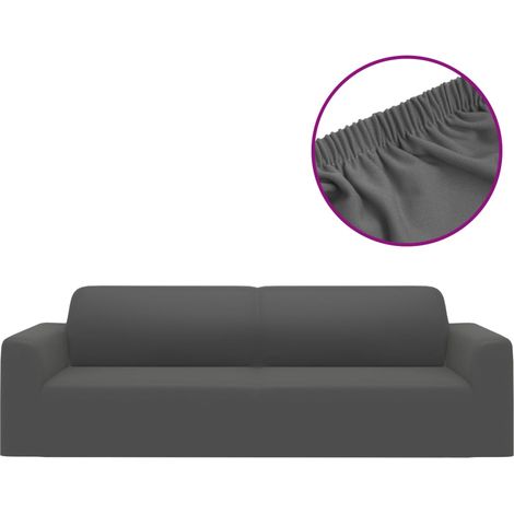 3-Seater Stretch Couch Slipcover Anthracite Polyester Jersey vidaXL