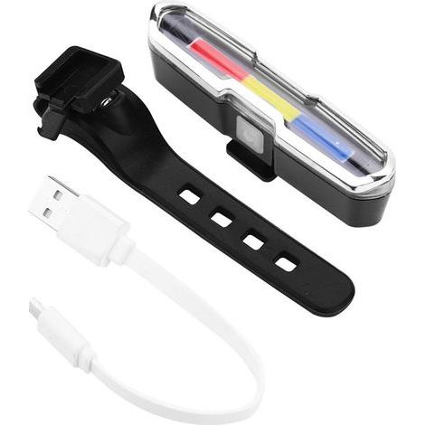 Feu arrière LED rechargeable USB pour vélo VTT cyclisme, lumière de signalisation rouge bleu blanc